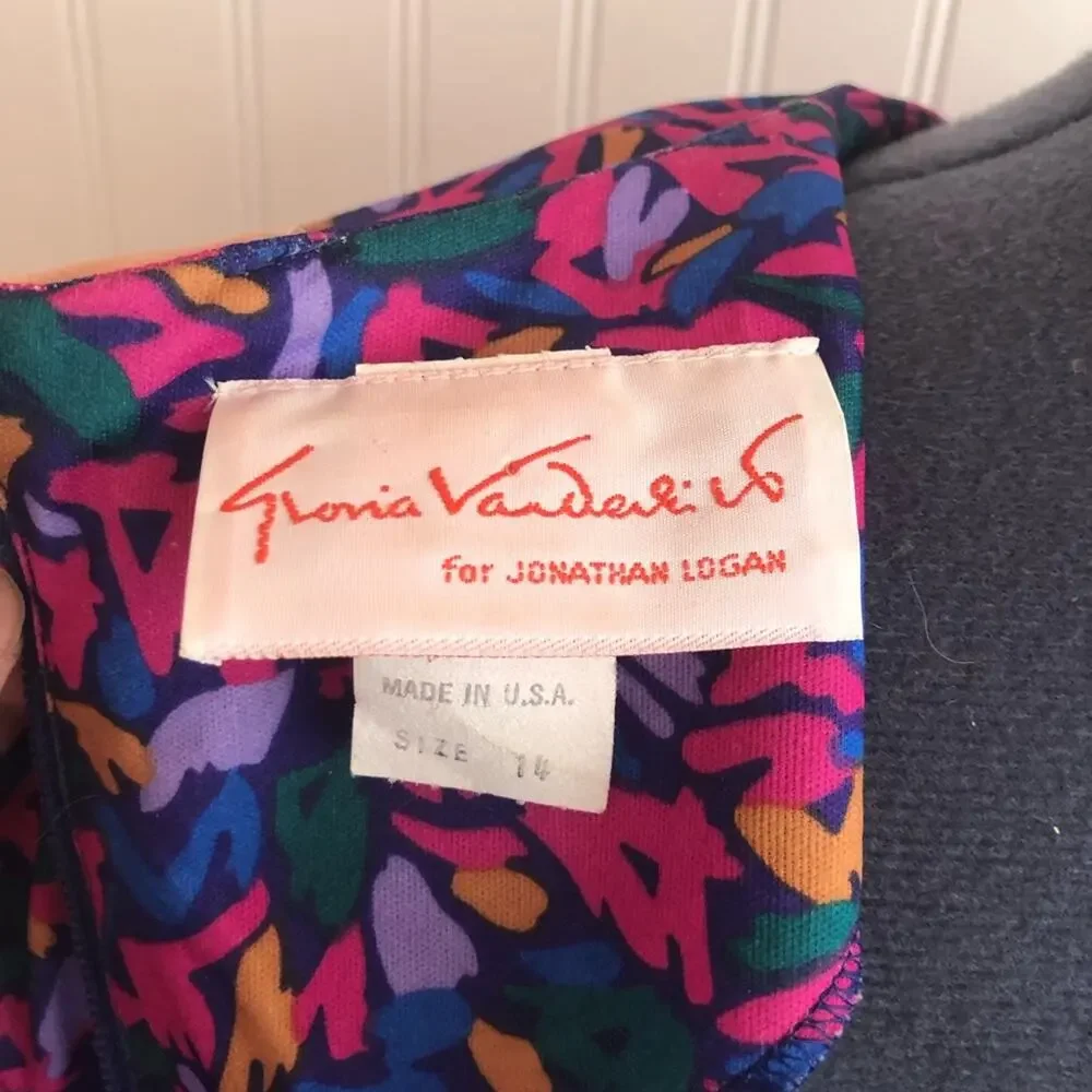Vintage 80s Matching Set Tunic and Skirt Colorful Gloria Vanderbilt Suit Large